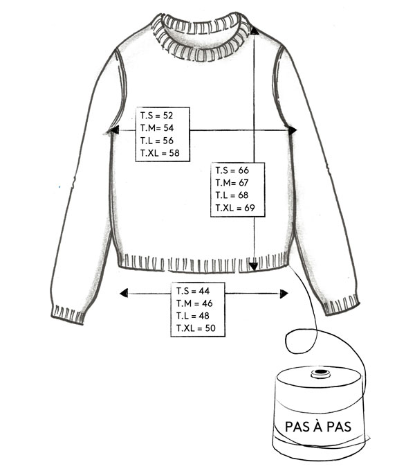 Correspondance de tailles du pull PAS À PAS