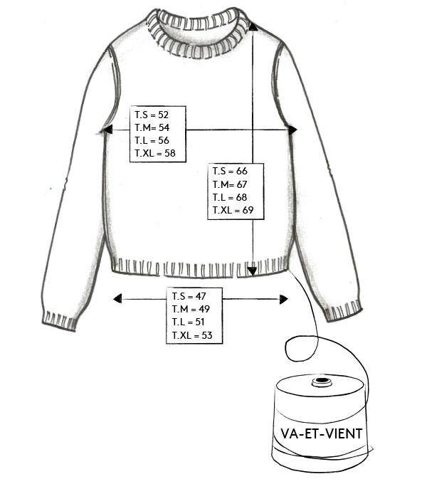 Correspondance de tailles du pull VA-ET-VIENT